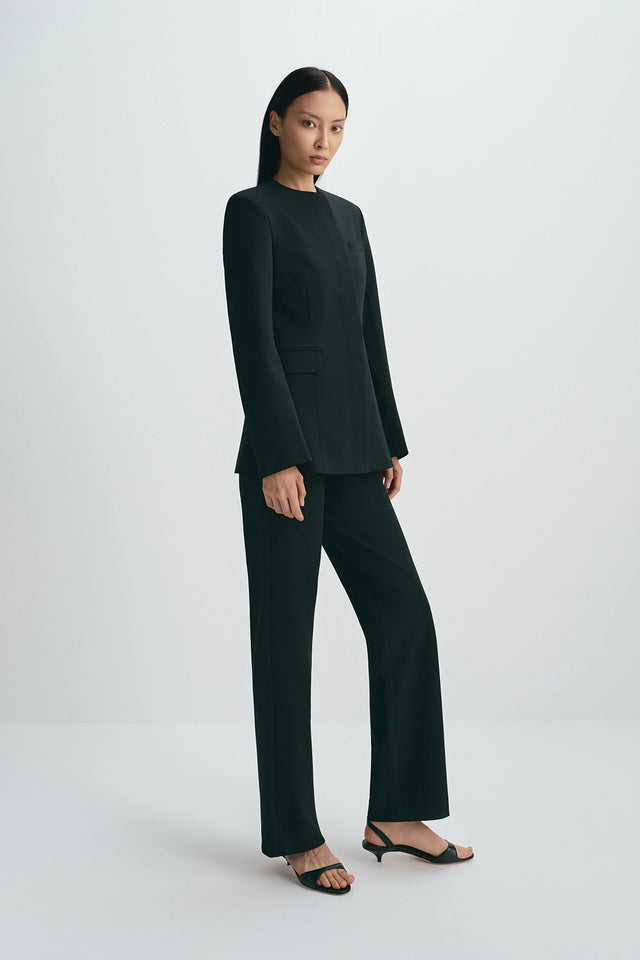 Dion Collarless Blazer Black