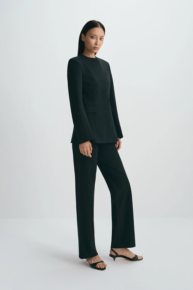 Dion Collarless Blazer Black