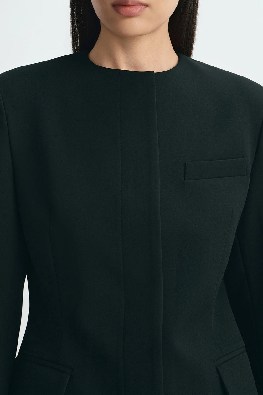 Dion Collarless Blazer Black