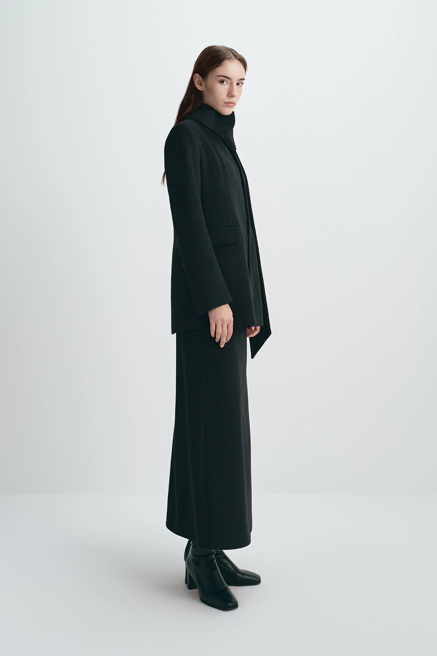 Emi Wool Blend Scarf Jacket Black