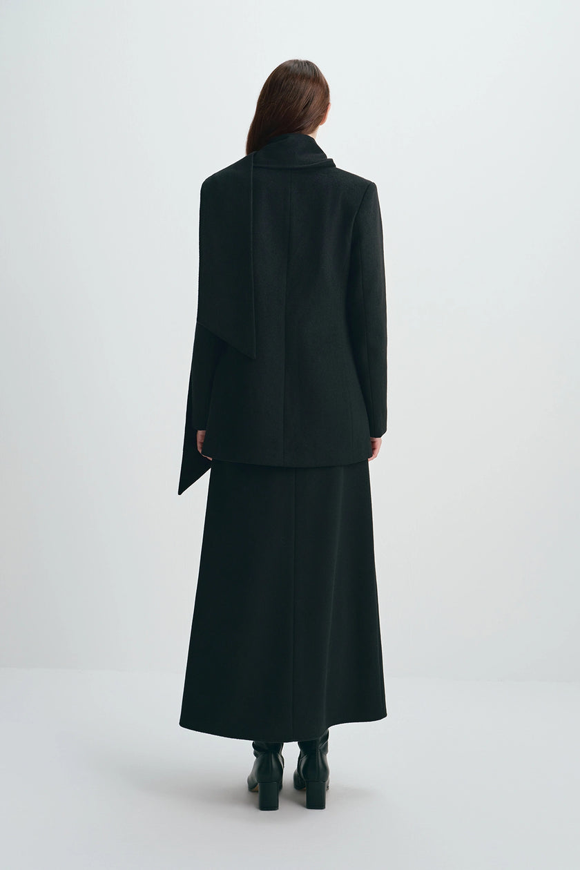 Emi Wool Blend Scarf Jacket Black