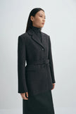 Roan Belted Wool Blazer H.Charcoal