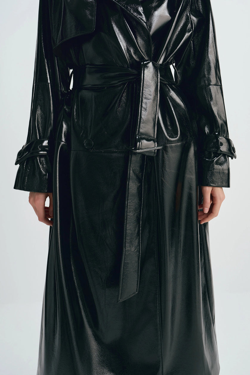 Hyde Shiny Pu Trench Coat Black