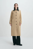 Vinni Pu Collar Car Coat Khaki