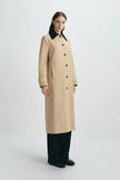 Vinni Pu Collar Car Coat Khaki