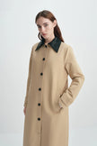 Vinni Pu Collar Car Coat Khaki