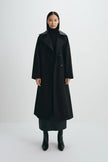 Easton Leather Collar Trench Coat Black