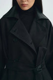 Easton Leather Collar Trench Coat Black