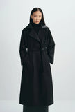 Easton Leather Collar Trench Coat Black