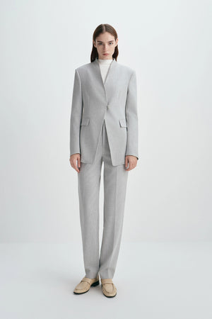 Dun Collarless Blazer Grey Melange