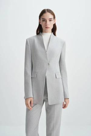 Dun Collarless Blazer Grey Melange