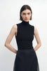 Lucca High Neck Short Sleeve Sweater-Black