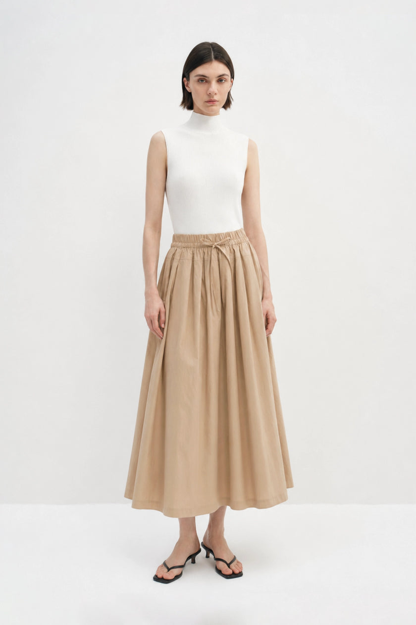 Panier Drawstring Waist Pleated Skirt