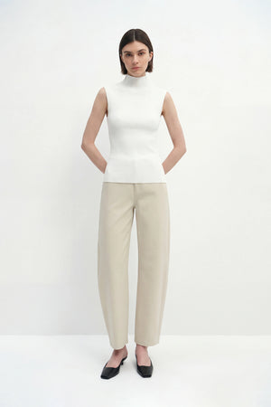 Lucca High Neck Short Sleeve Sweater-White