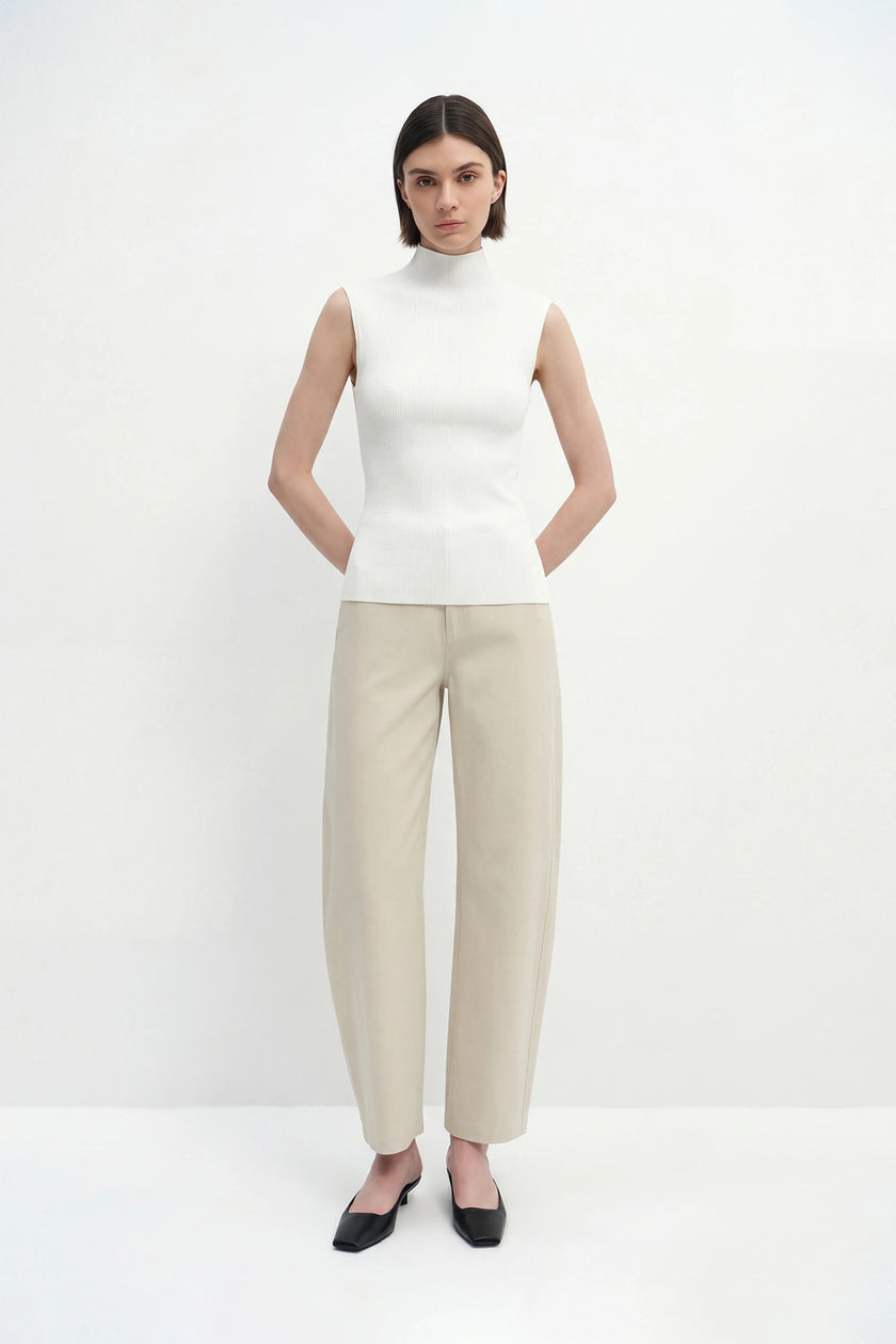 Lucca High Neck Short Sleeve Sweater-White