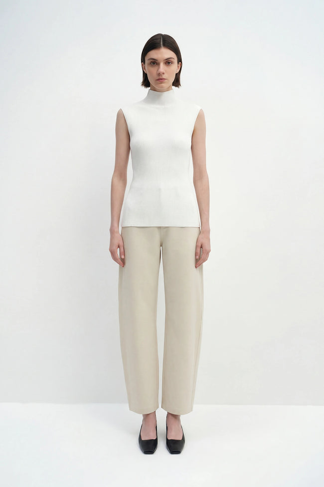 Lucca High Neck Short Sleeve Sweater-White