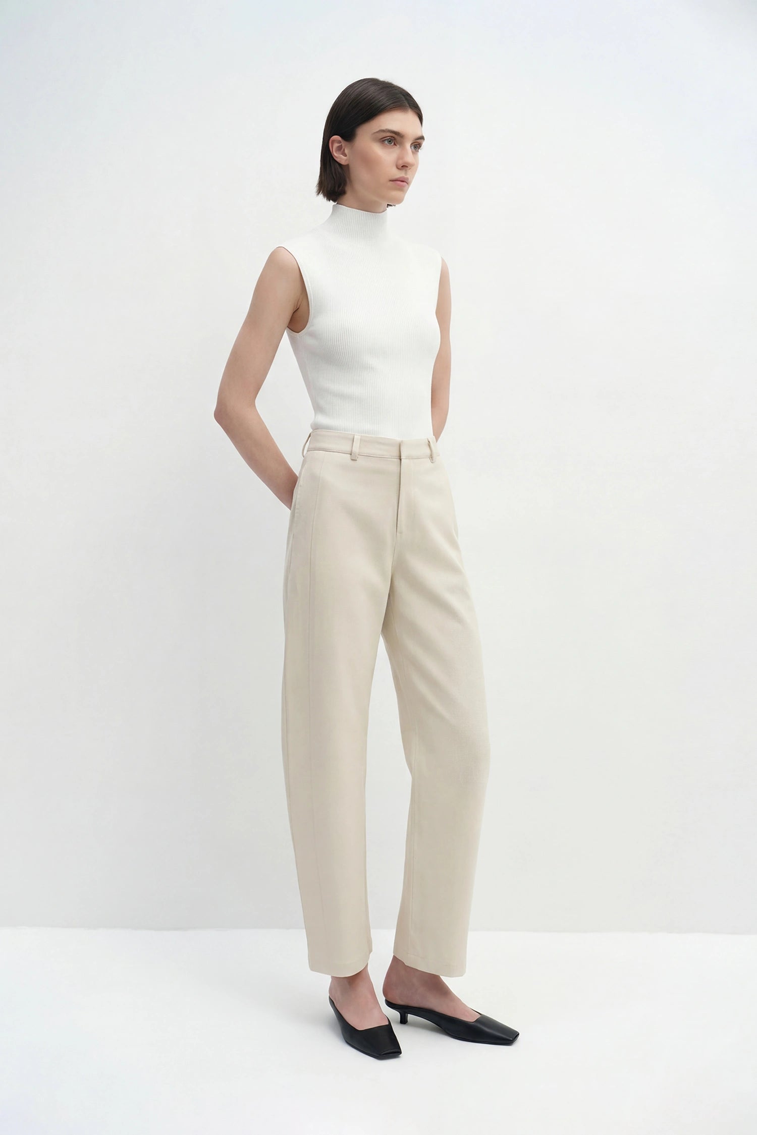 Lucca High Neck Short Sleeve Sweater-White