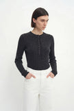 Richie Button Up Cable Sweater-H.Grey