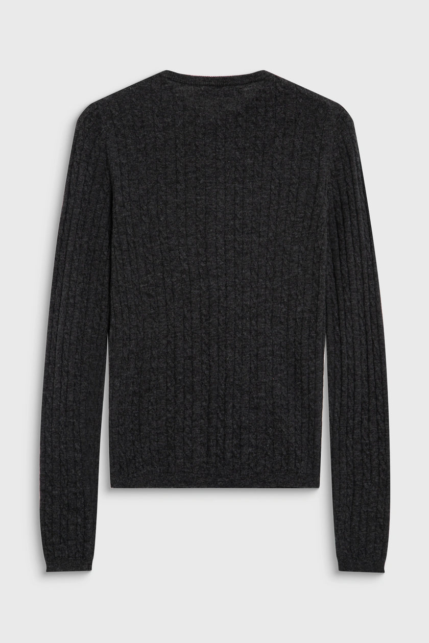 Richie Button Up Cable Sweater-H.Grey