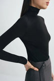 Jaliah Wool Turtleneck Top Black
