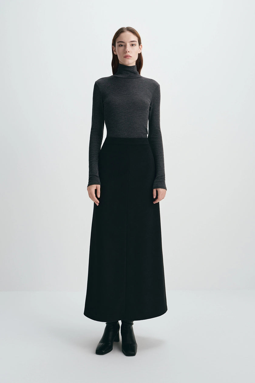 Jaliah Wool Turtleneck Top H.Charcoal