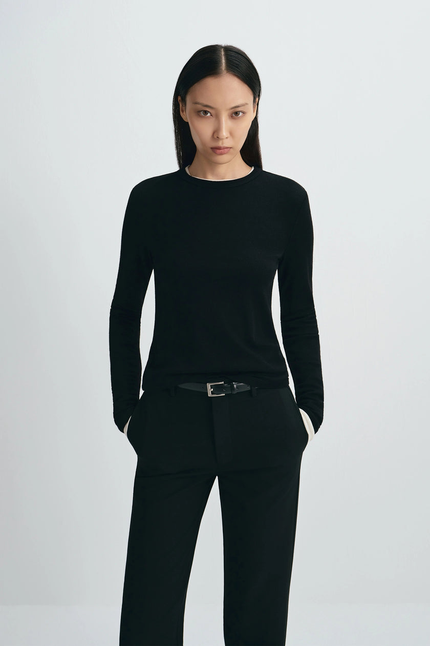 Jolene Crew Neck Top Black