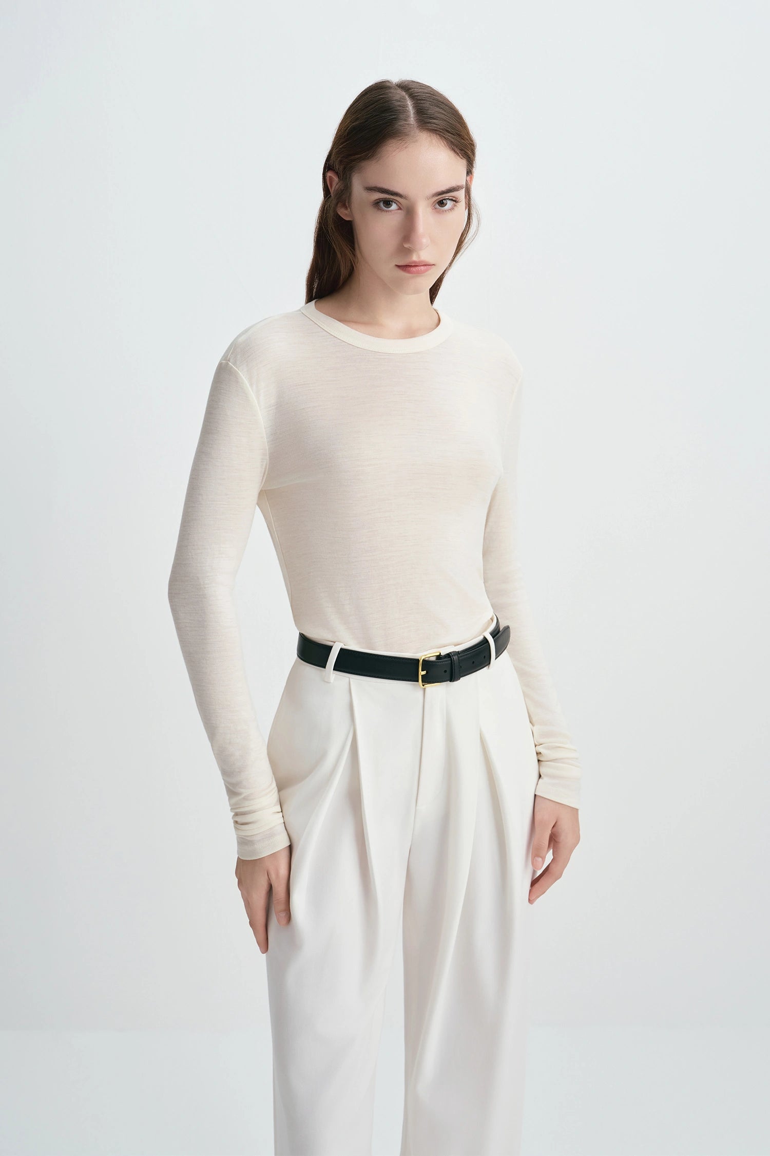 Jolene Crew Neck Top Creme