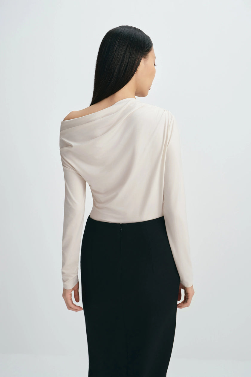 Florie Drape Shoulder Top Creme