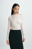 Florie Drape Shoulder Top Creme