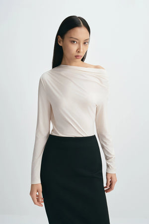 Florie Drape Shoulder Top Creme