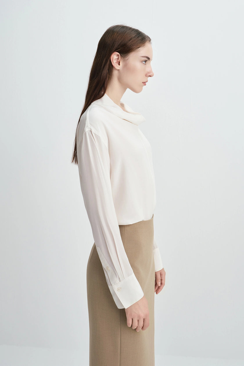 Bea Drape Neck Top Creme