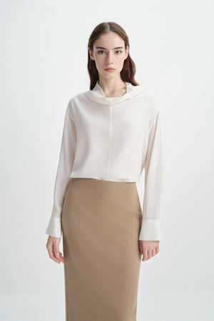 Bea Drape Neck Top Creme