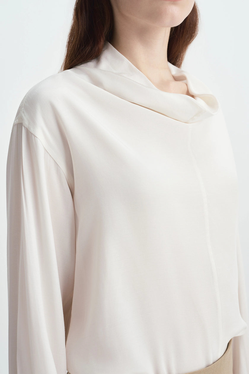 Bea Drape Neck Top Creme