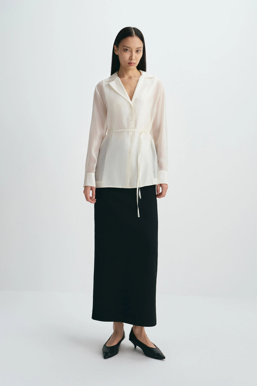 Ines Tie Waist Top Creme