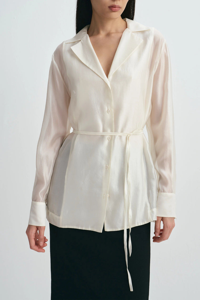 Ines Tie Waist Top Creme