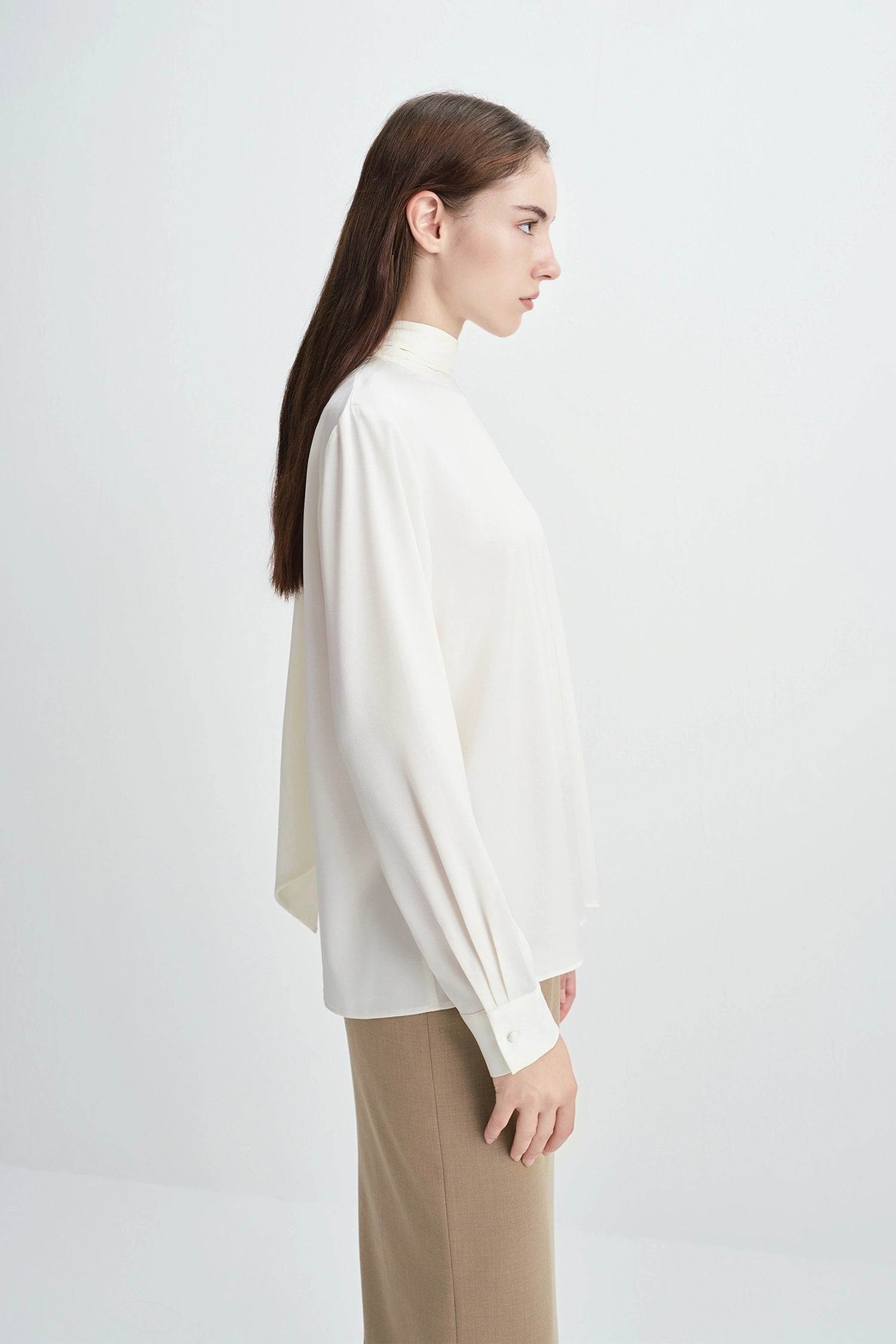 Samara Tie Neck Top Creme