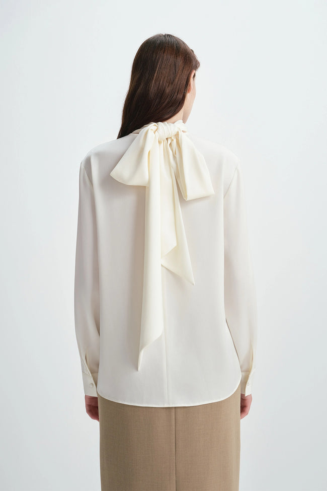 Samara Tie Neck Top Creme