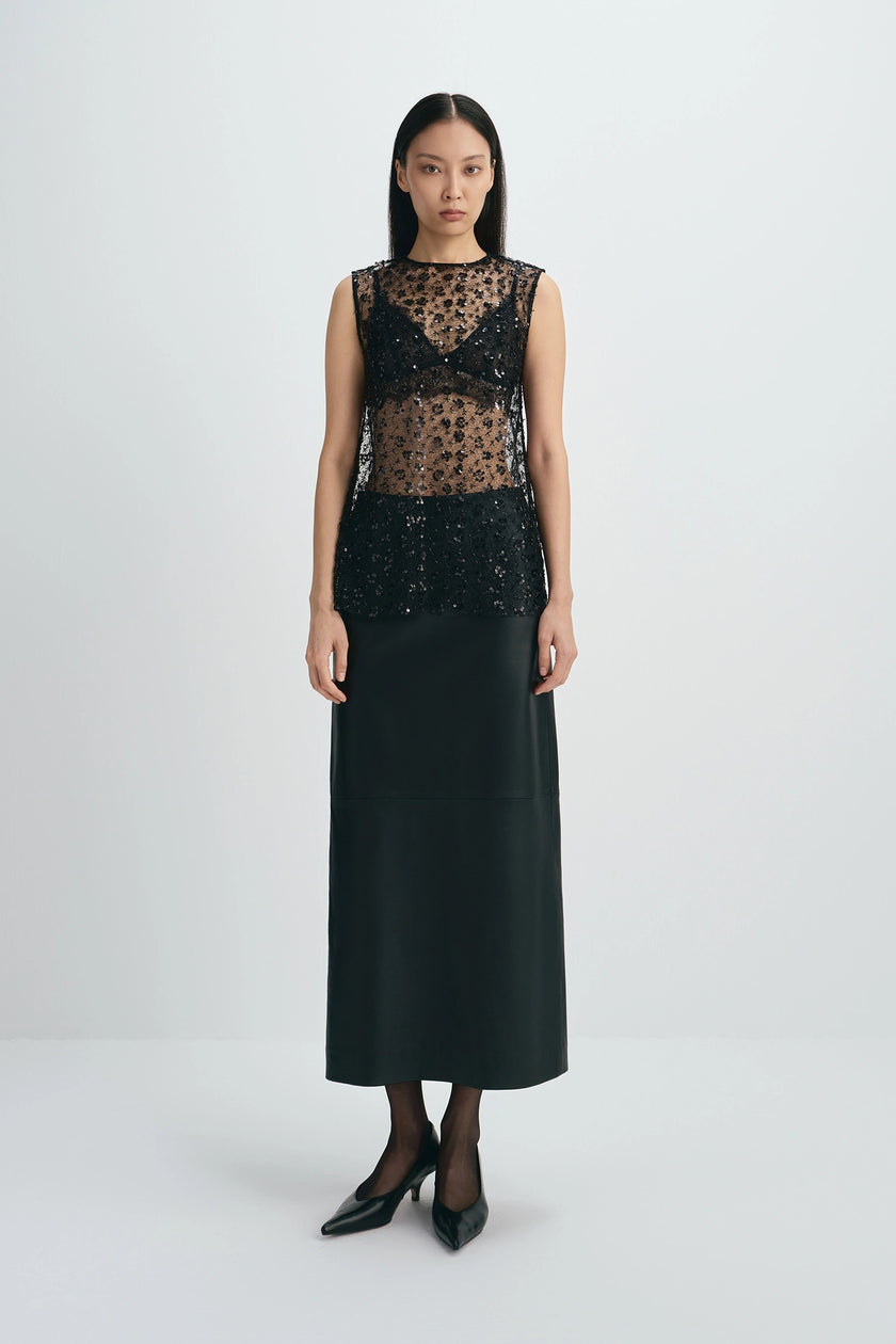 Ananya Beaded Lace Top Black