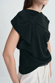 Kari Asymmetric Shoulder Top Black