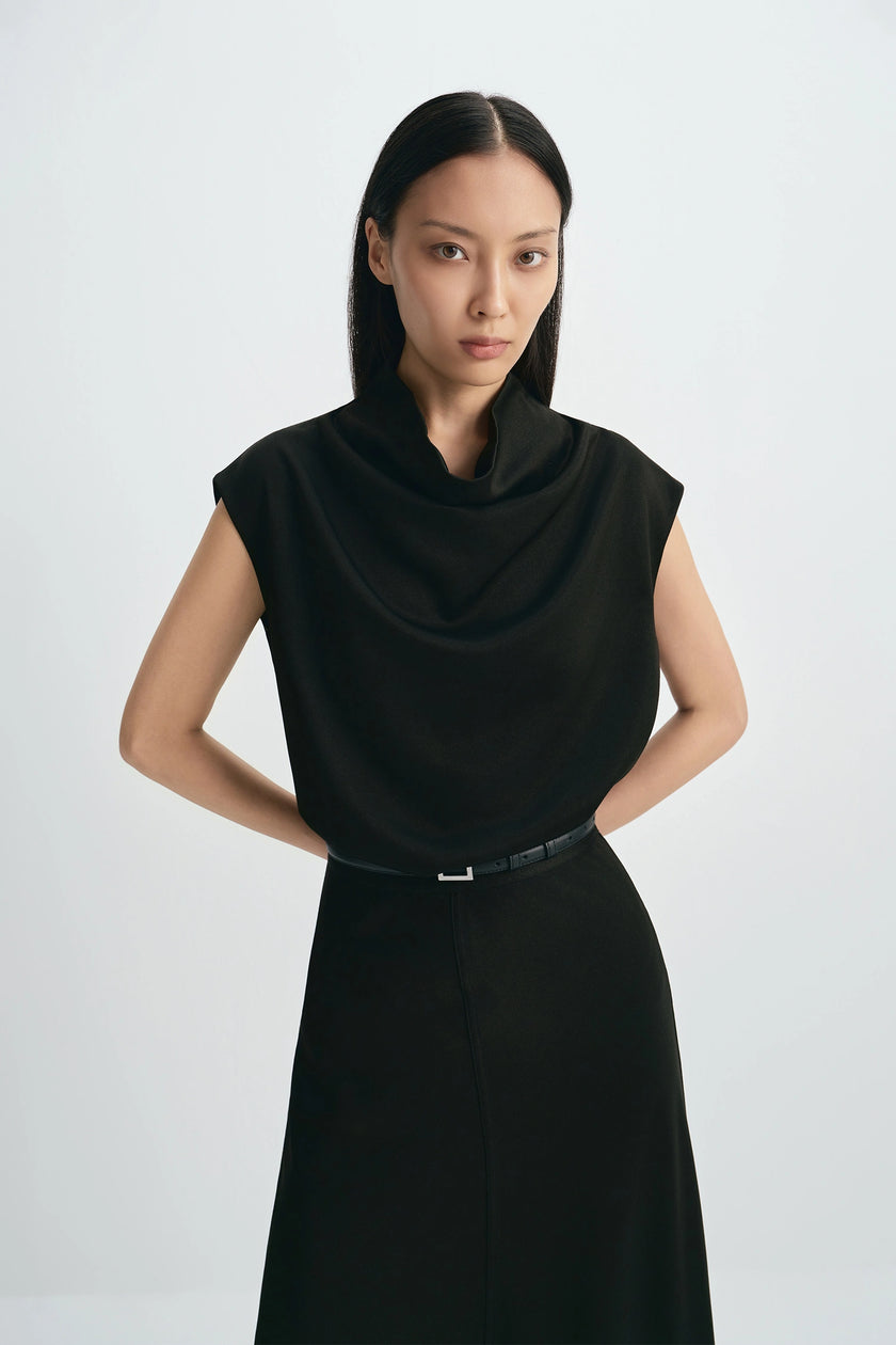 Tess Cowl Neck Top Black