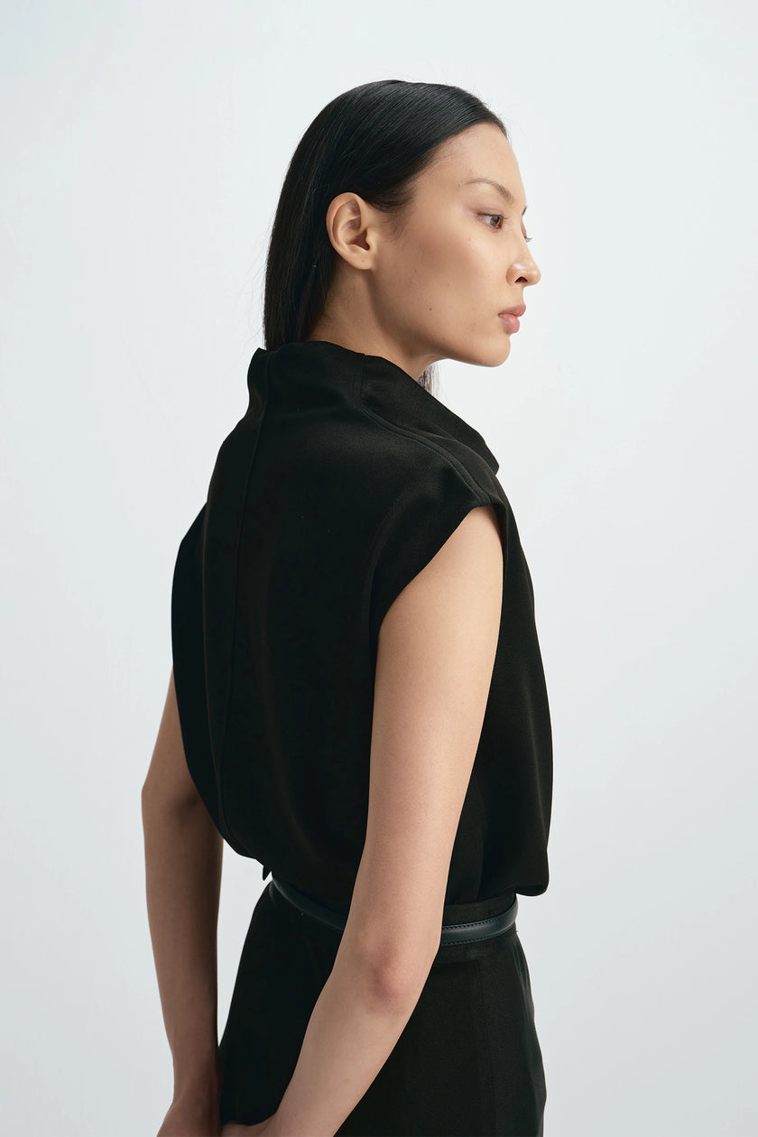 Tess Cowl Neck Top Black
