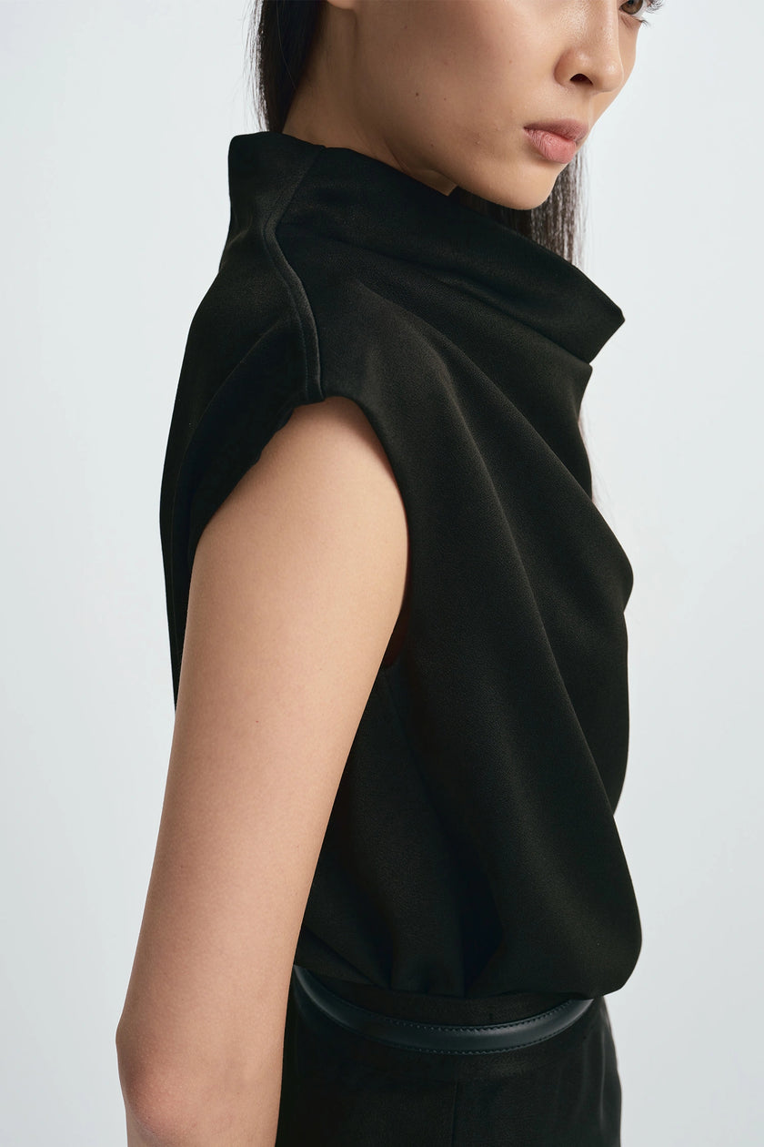 Tess Cowl Neck Top Black