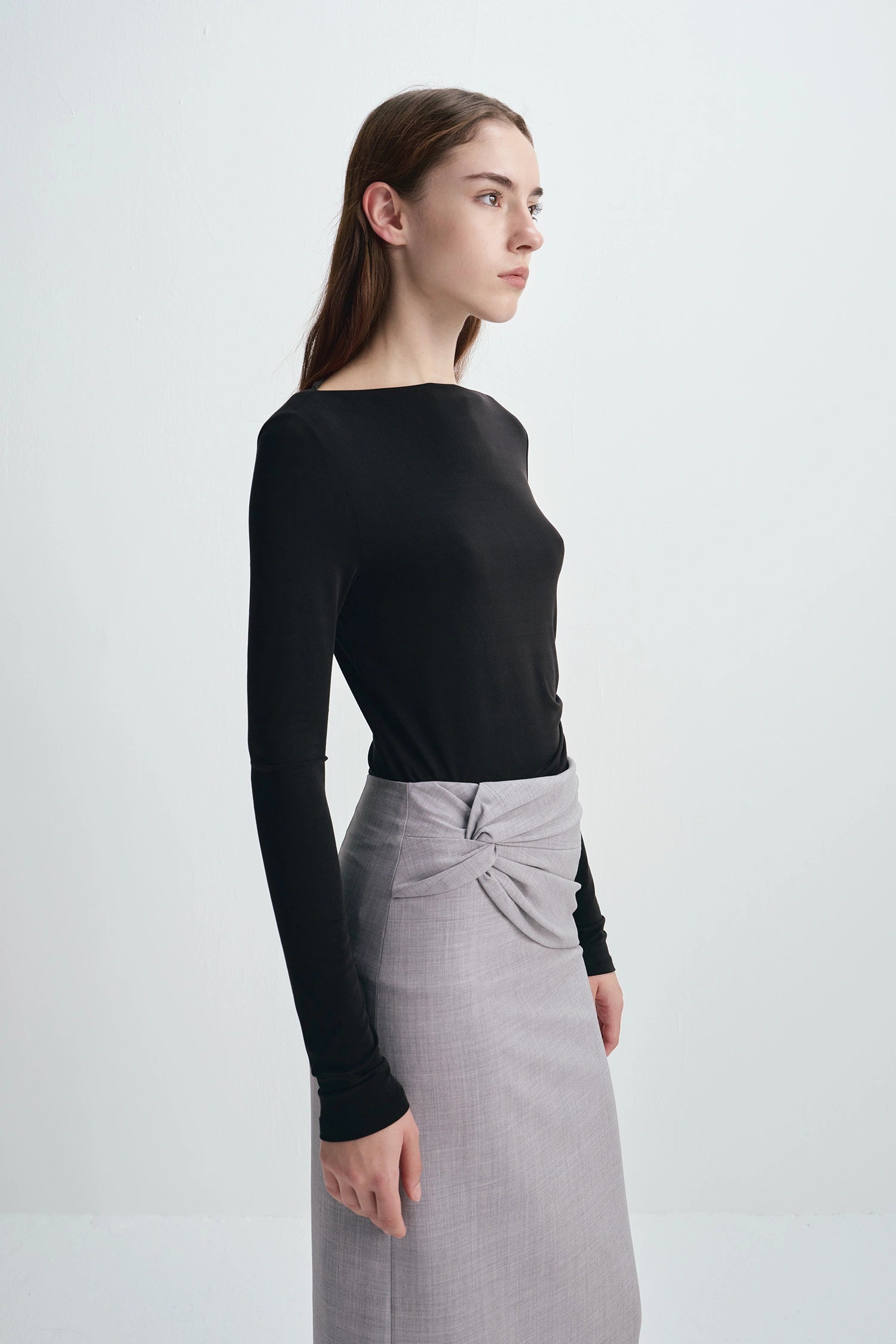 Rosy Side Drape Top Black