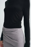 Rosy Side Drape Top Black