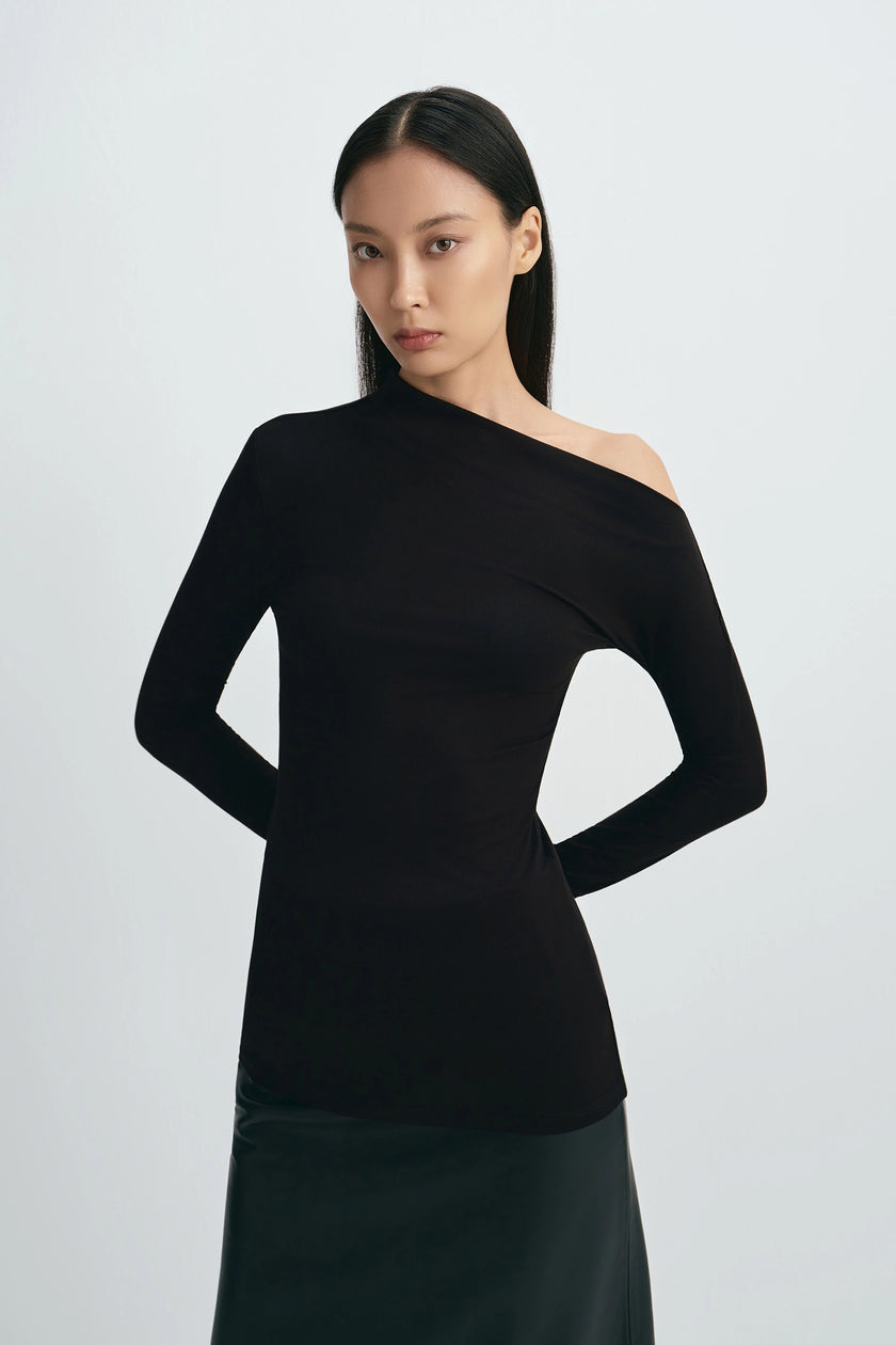 Rosette Off Shoulder Top Black