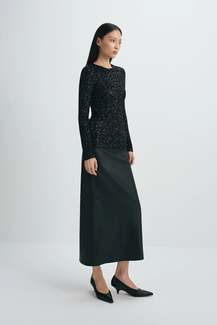 Lorynn Sequinned Top Black