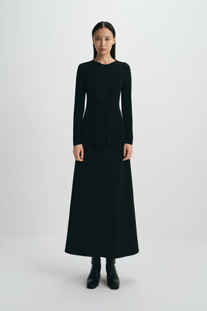 Sia Center Front Pleated Top Black