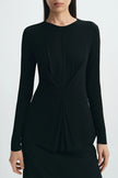 Sia Center Front Pleated Top Black