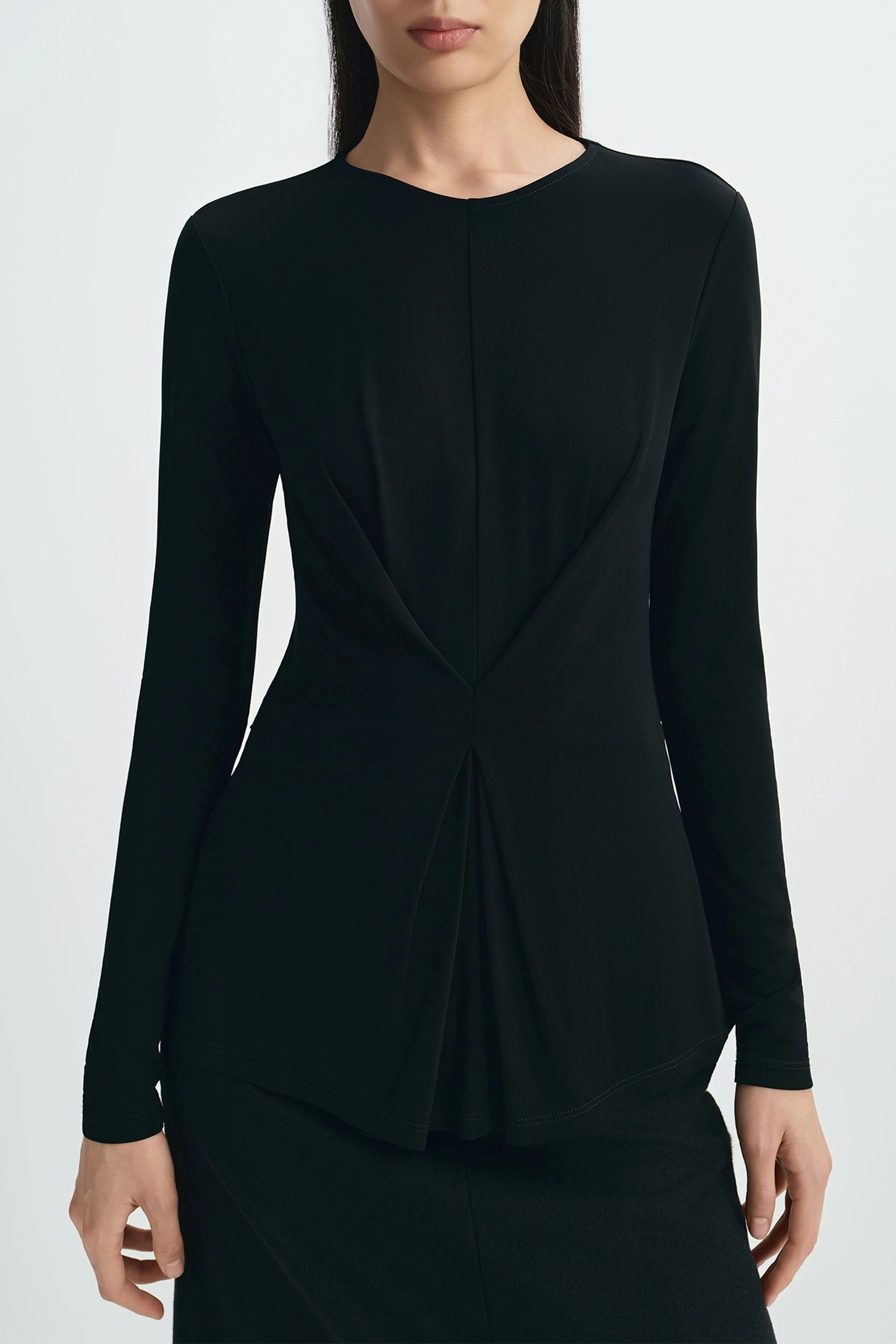 Sia Center Front Pleated Top Black