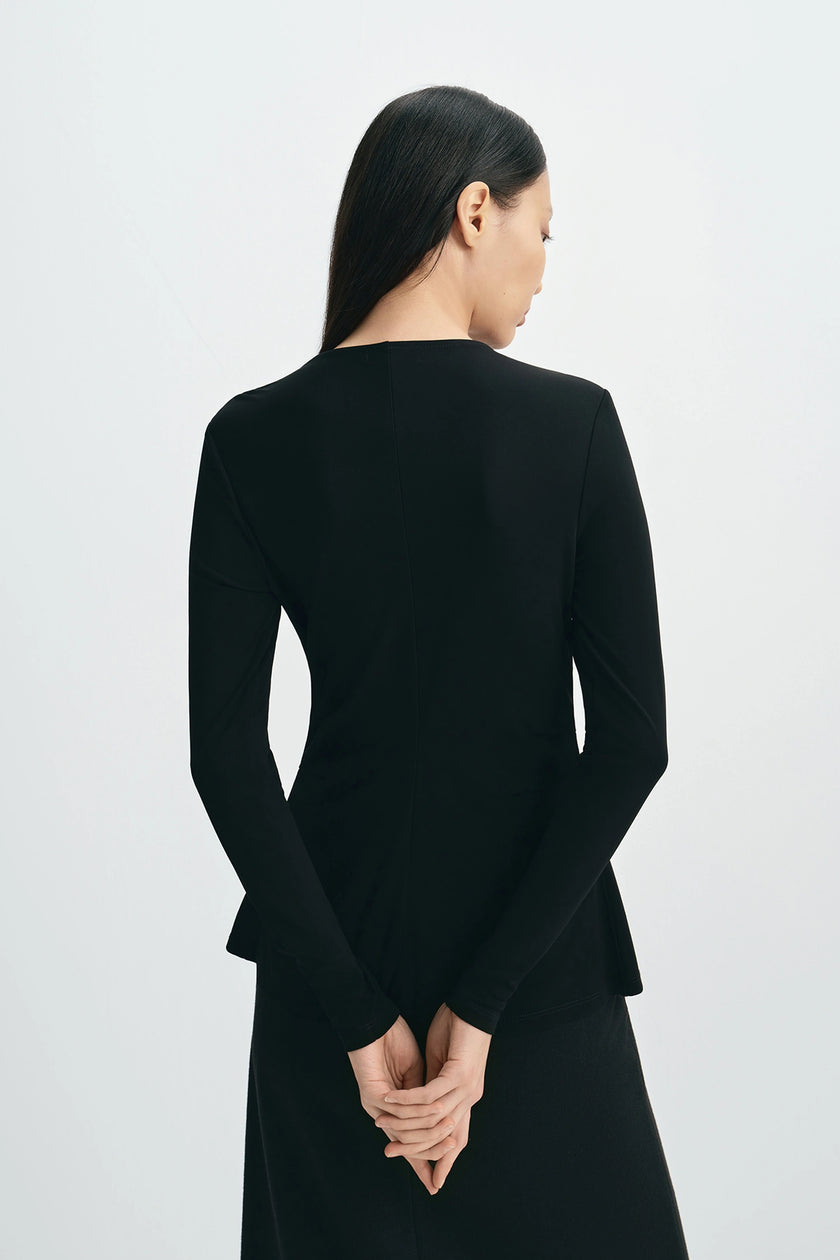 Sia Center Front Pleated Top Black